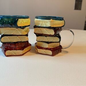 Stacked Book Design Ceramic Mugs - Multicolor